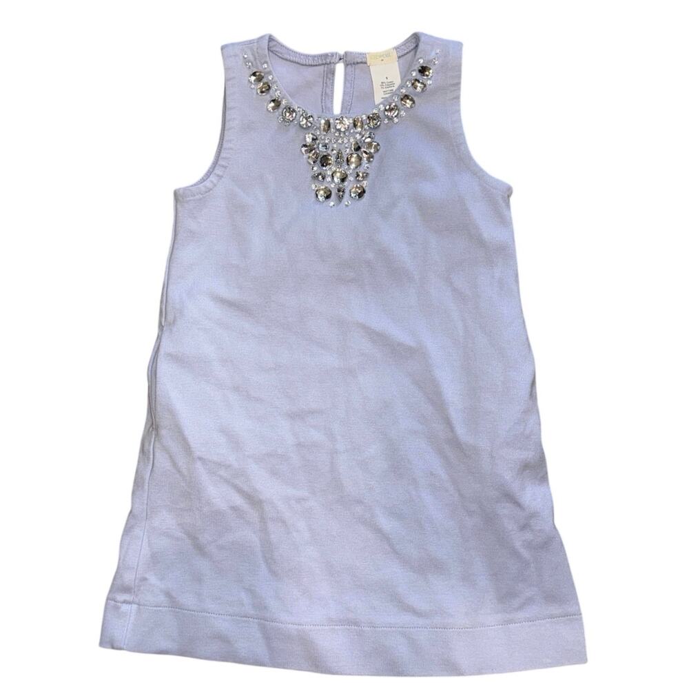 J.Crew Crewcuts Girls Size 5 Lilac Jeweled Rhinestone Shift Dress with Pockets